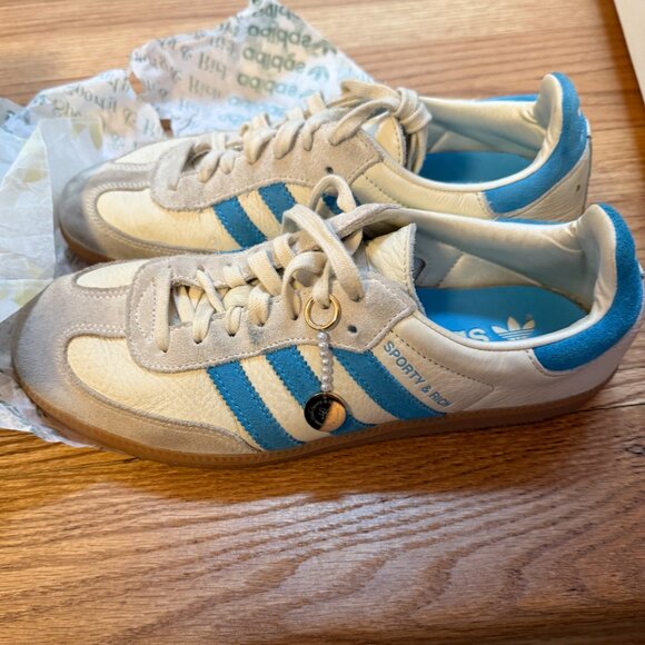 Adidas x Sporty and Ruch Samba Cream and Blue Sneakers - Picture 5 of 6